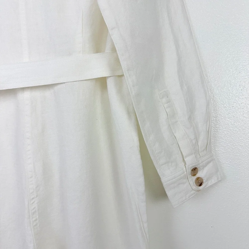 Banana Republic Utility Jumpsuit Womens S White Linen Blend Belted Wide Leg